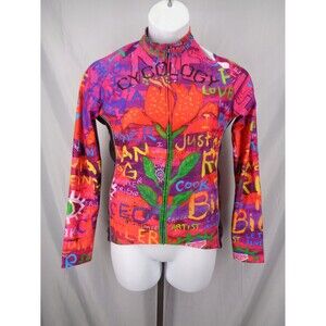 Cycology Performance See Me Graffiti Floral Zip Cycling Jersey Top Women 2XL